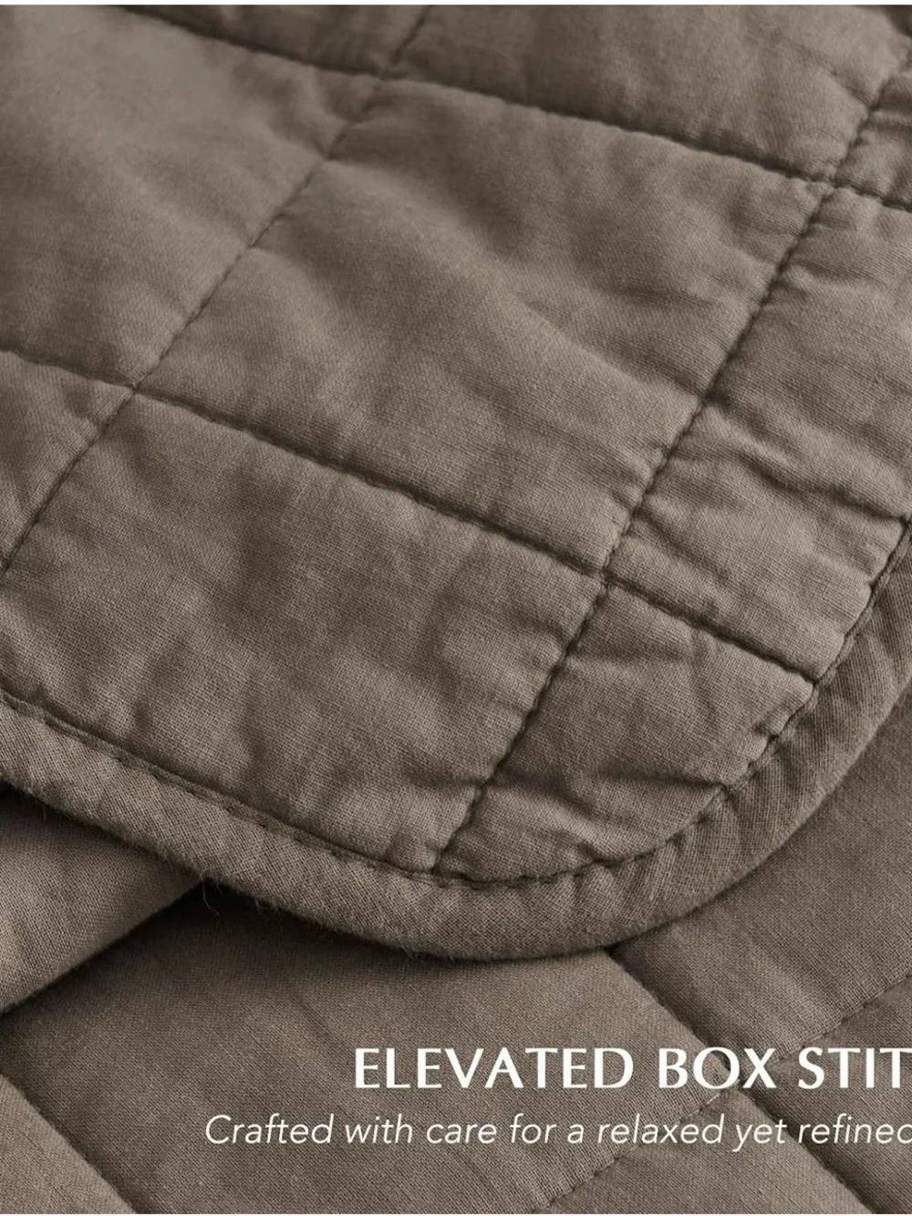 Box Stitch Quilted King Bedding Set - Mocha Brown